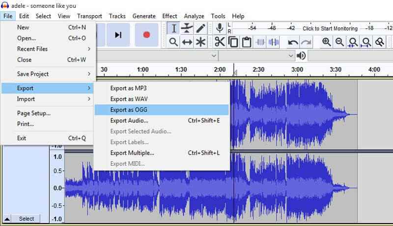 convert m4a to mp3 audacity