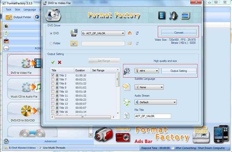 Format factory DVD