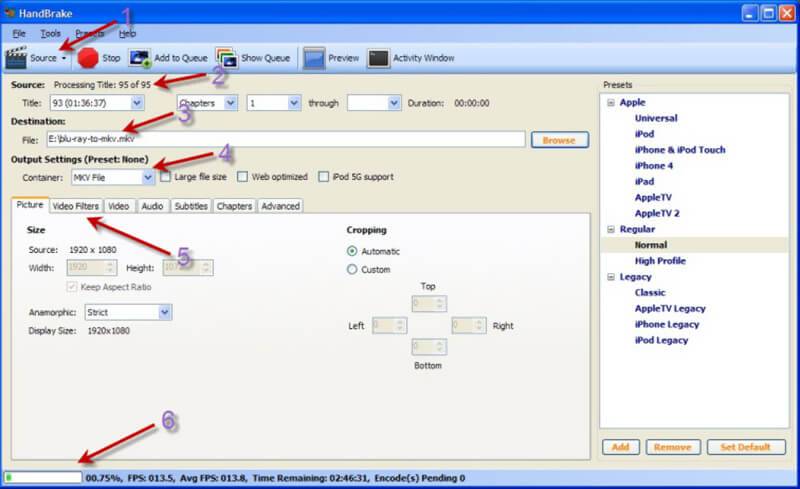 Handbrake แปลง Blu-ray เป็น MP4