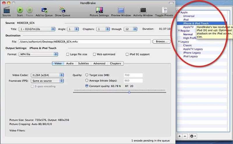Handbrake iphone video converter