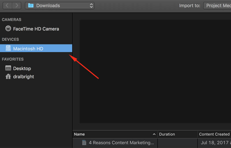 iMovie importerar videor