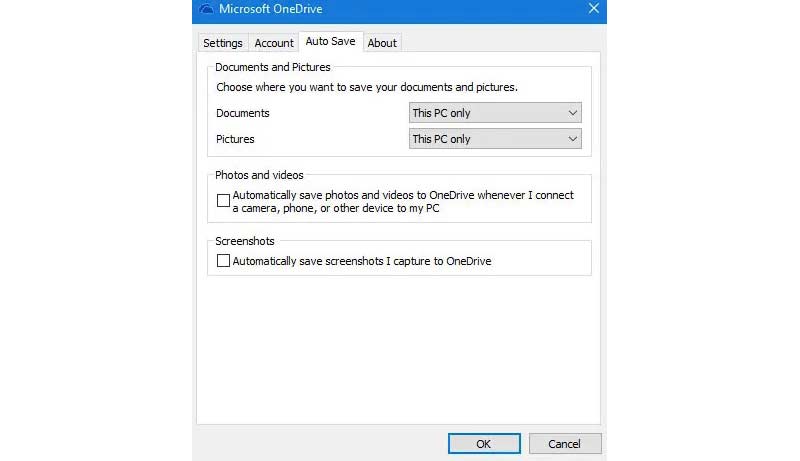 Onedrive tự động lưu