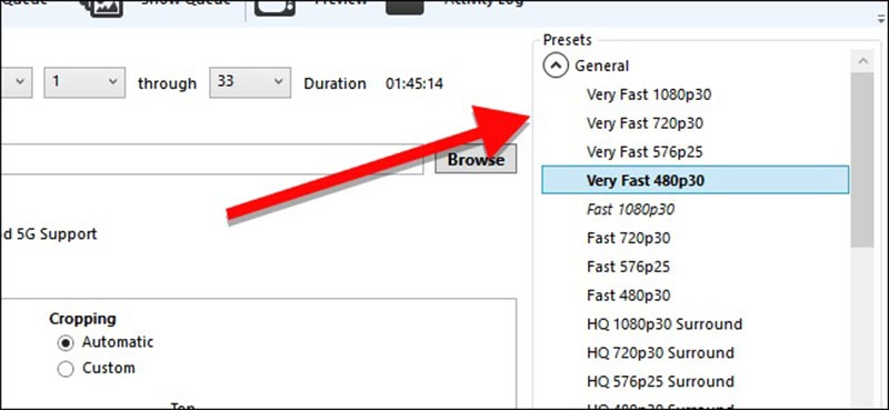 bluray handbrake settings