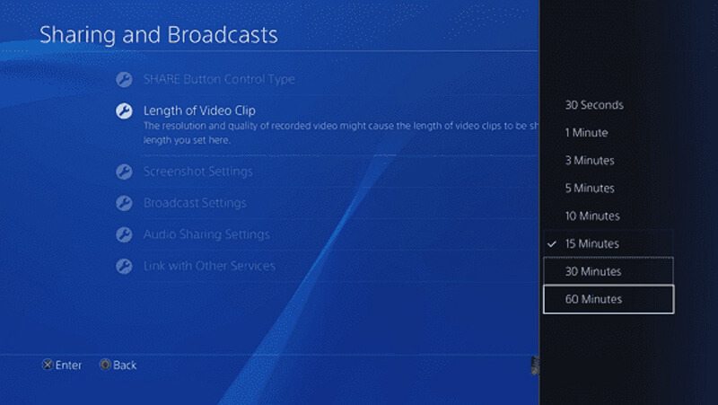 Długość nagrywania wideo PS4