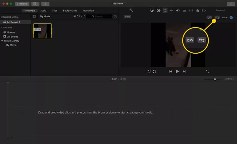 หมุนคลิปวิดีโอใน iMovie