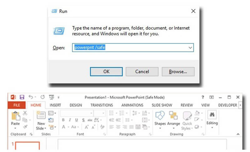 open powerpoint in safe mode