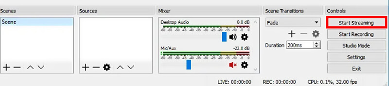 Star OBS Recording ใน Windows-10