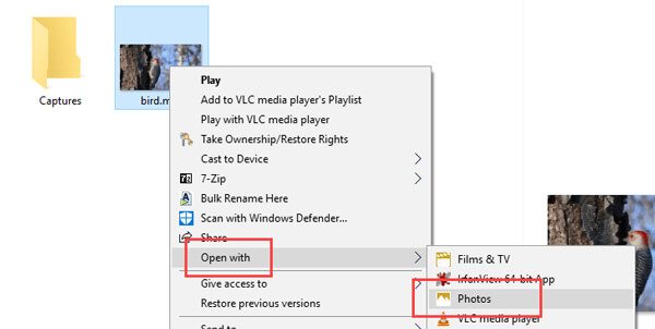 Taglia il video win10 aperto con le foto