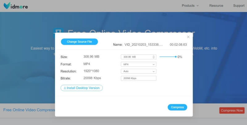 Vidmore Free Online Video Compressor