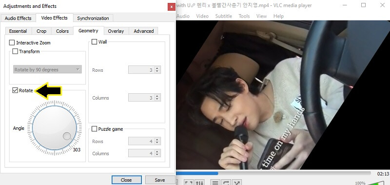vlc rotate video and save