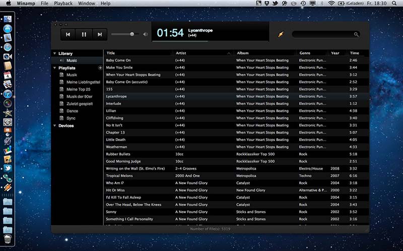 لقطة شاشة برنامج Winamp