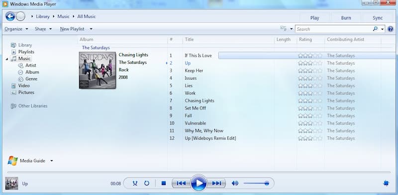 Rozhraní Windows Media Player