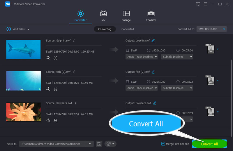 Converti unisci file Swf