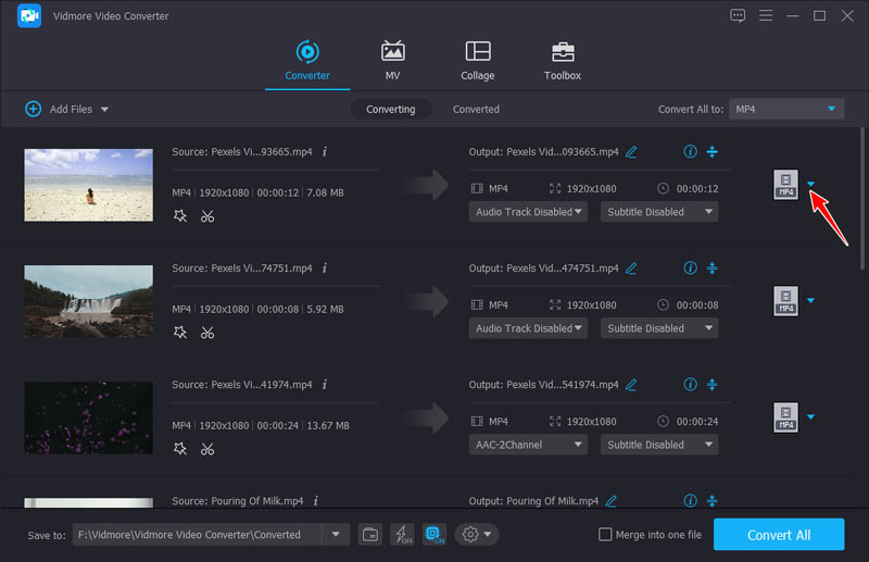 Pilih format video yang dimampatkan