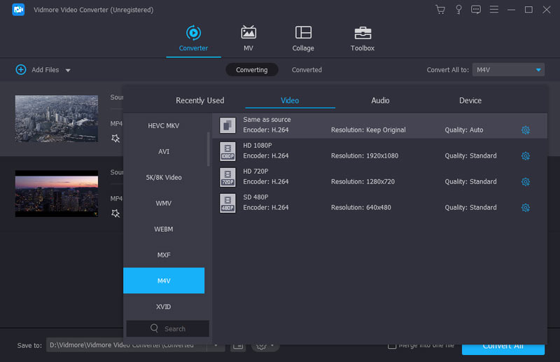 Atur M4V sebagai Format Output